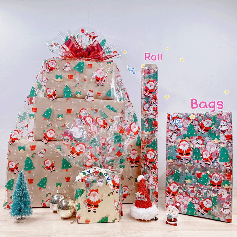 shareluck 100ft Christmas Cellophane Wrap Roll - Xmas Cellophane Wrap for Christmas to Wrap Gift Basket  Treat  Wine  Party Decoration. (100ft Long x 16  Wide x 2.3Mil) - Image 5